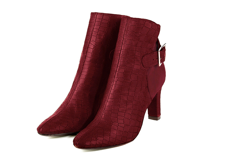 Burgundy red matching ankle boots and bag. View of ankle boots - Florence KOOIJMAN